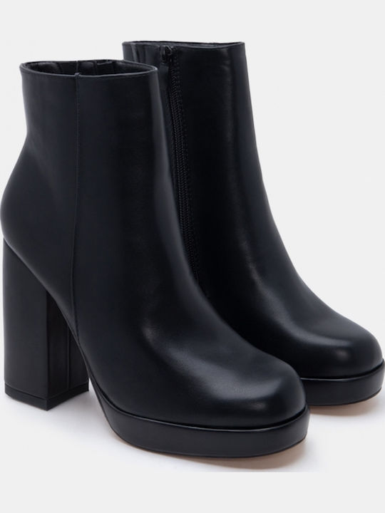 Ghete Dama Ankle Boots cu Toc Înalt Negre