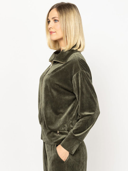 Women's Sweatshirt Cardigan Olive