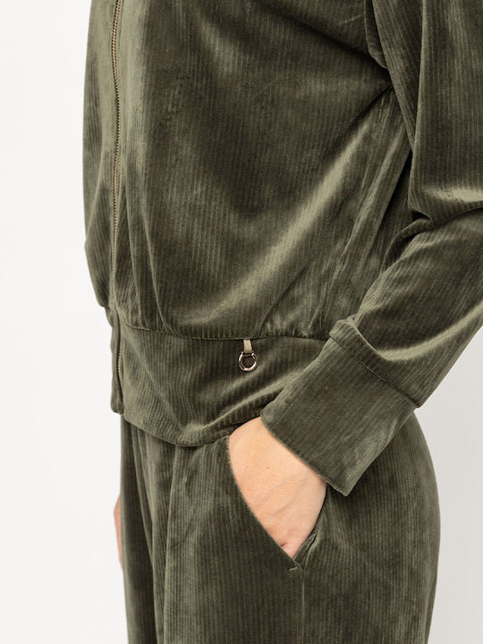 Women's Sweatshirt Cardigan Olive