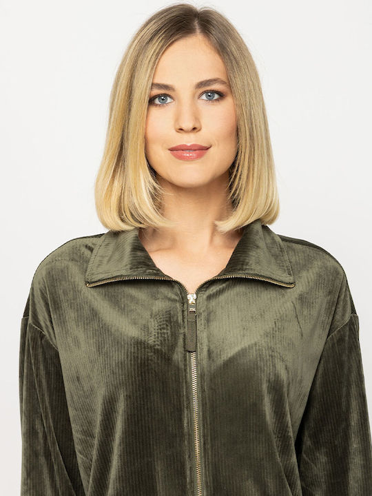 Women's Sweatshirt Cardigan Olive