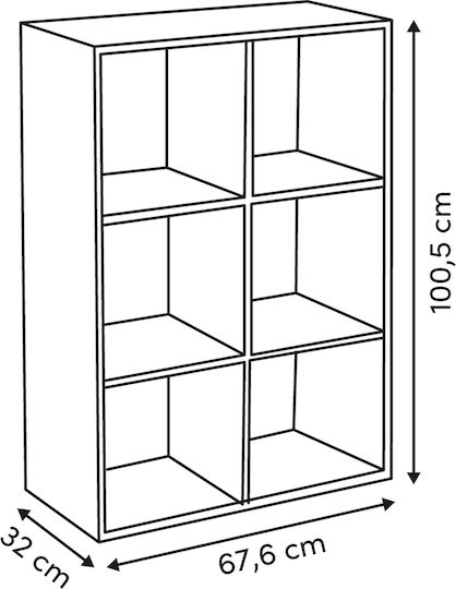 Ecru Bookcase With Travertine Effect 67.5x32x100.5cm