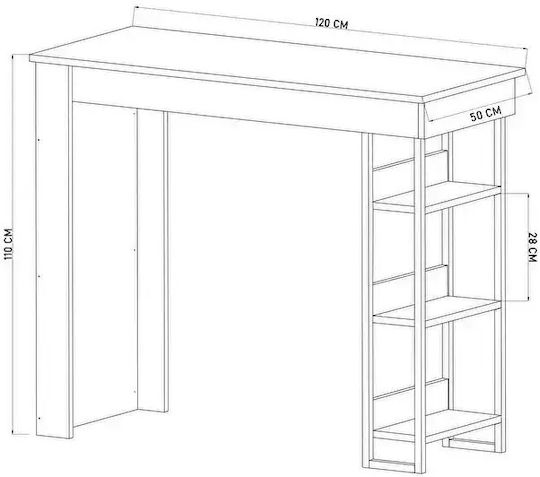 Τραπέζι Μπαρ Ξύλινο Λευκό 120x50x110εκ.