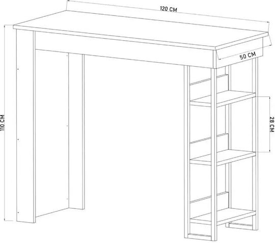 Τραπέζι Μπαρ Ξύλινο Λευκό 120x50x110εκ.