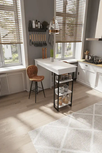 Τραπέζι Μπαρ Ξύλινο Λευκό 120x50x110εκ.