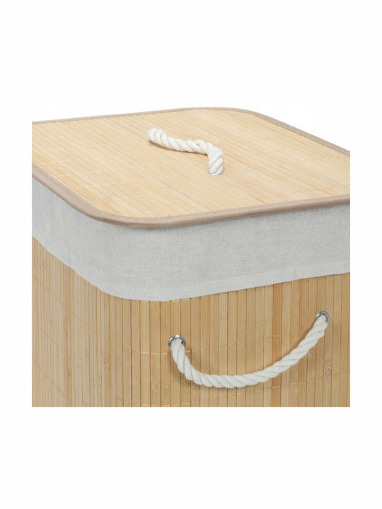 Songmics Кош за пране Bamboo 60л с Капак Бежов