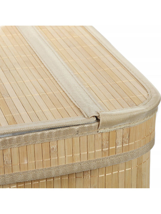 Springos Bambus Wäschekorb 100lt mit Deckel Beige