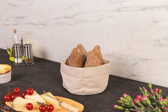 Zeller Stoff-Brotkorb Beiges 20x20x12cm