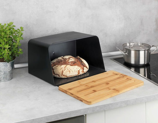 Wenko Brotkasten mit Deckel aus Bambus Schwarze 26,5x35cm