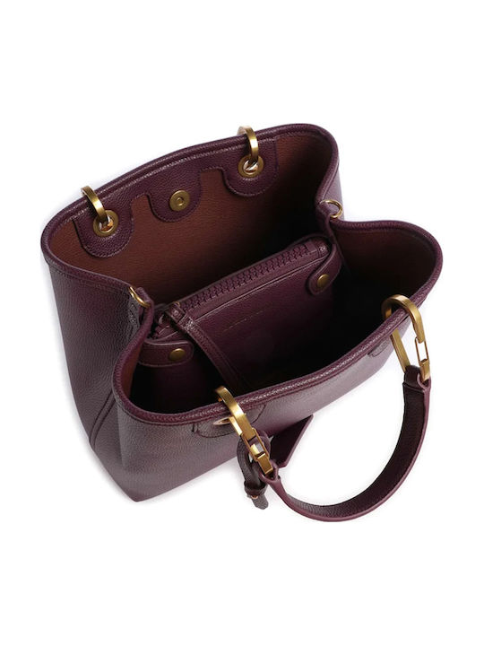 Damen-Shopper Aubergine / Foliage