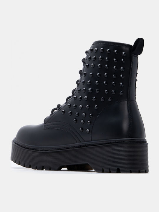Damen Kampfstiefel Schwarz