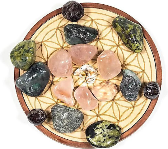 Energie Netz Kristalle Liebe Wood Crystal Grid Love 15,5cm