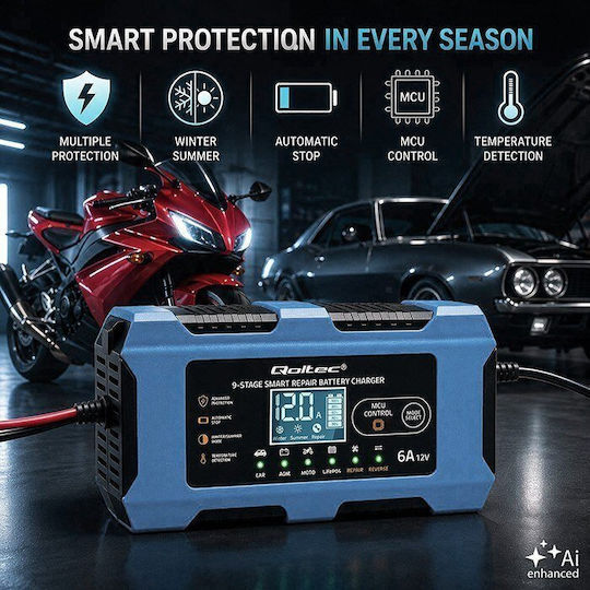Qoltec Batterieladegerät Für Auto & Motorrad 12V