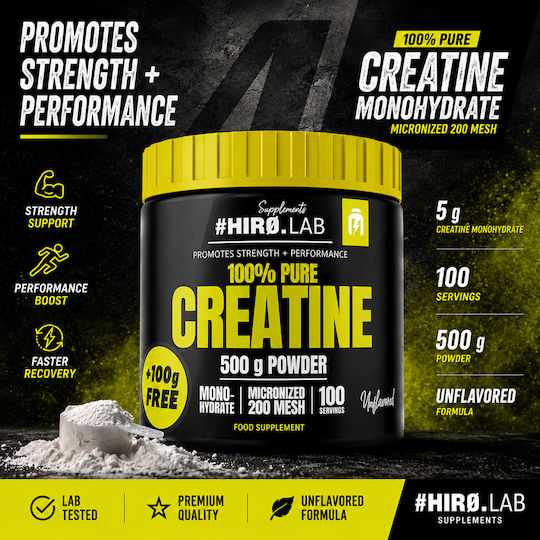 Hiro.Lab 100% Creatină Pură Micronizată Monohidrat Nearomatizată 500gr