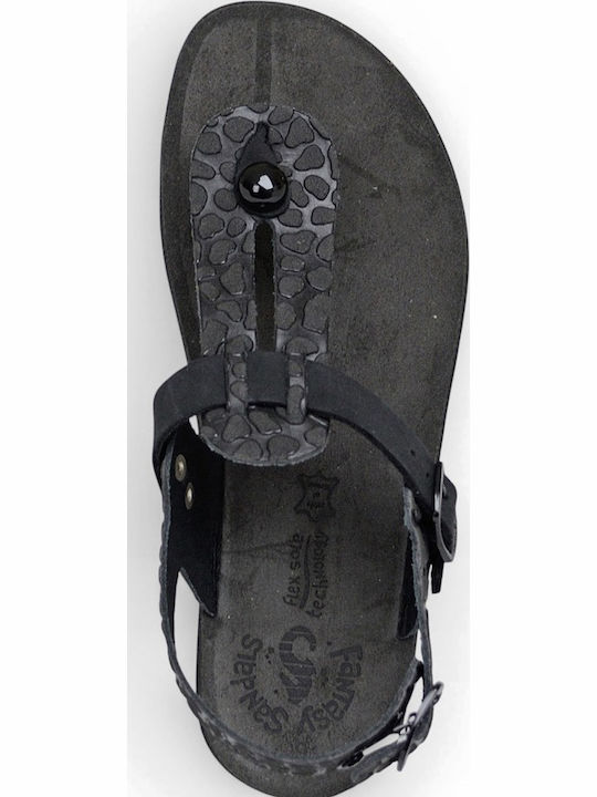 Marlena Leather Women's Flat Sandals Black Mosaic