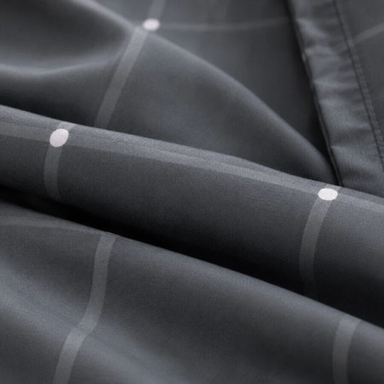 Pucioasa Set Duvet Cover 200x230cm Double with 4 Pillowcases and 1 Bed Sheet Grey Checkered
