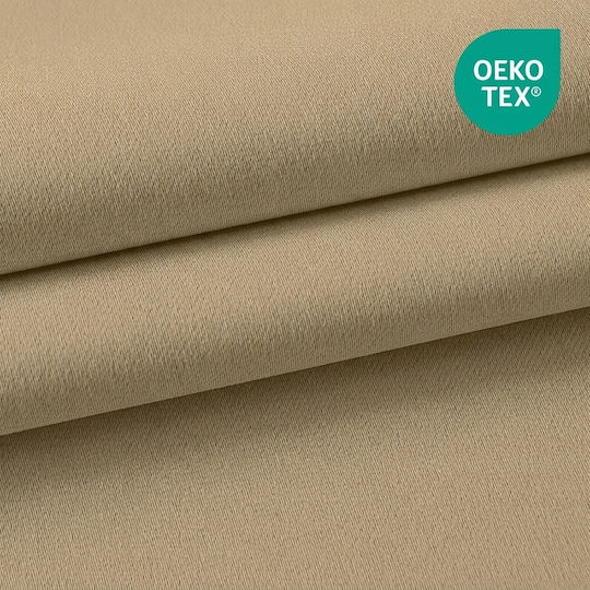 Joydeco Σετ Κουρτίνες Συσκότισης με Τρουκς Beige 117x228εκ.