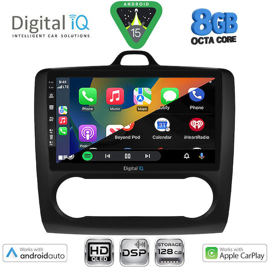 Digital IQ Auto-Audiosystem Für Ford Focus 2005-2012 Mit Klima Bluetooth USB Eingebautes Wi-Fi GPS Apple CarPlay Android Auto Mit 9 Zoll Touchscreen