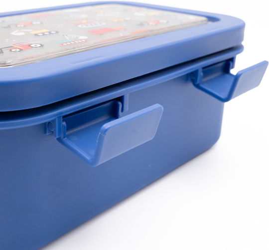 Sidirela Happy Trucks Edelstahl Kinderlebensmittelbehälter Abendessen-Set 0.5Liter Thermisch Blau