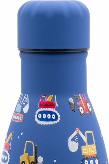 Sidirela Happy Trucks Edelstahl Kinderlebensmittelbehälter Abendessen-Set 0.5Liter Thermisch Blau