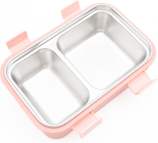 Sidirela Happy Garden Edelstahl Kinderlebensmittelbehälter Abendessen-Set 0.5Liter Thermisch Rosa