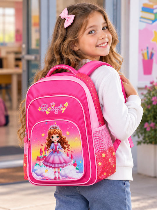 School Backpack For Elementary With Water Bottle Holder Pink 31 x 31 x 43cm