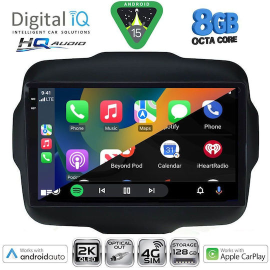 Digital IQ Автомобилна Аудио Система за Jeep Renegade 2014-2025 с Clima (Bluetooth/USB/WiFi/GPS/Apple CarPlay/Android Auto) с Touch Screen 9"