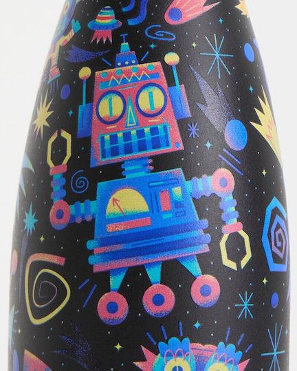 Chilly's Rostfreier Stahl Kinder Trinkflasche mit Stroh Schwarz 350ml