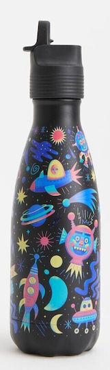 Chilly's Rostfreier Stahl Kinder Trinkflasche mit Stroh Schwarz 350ml