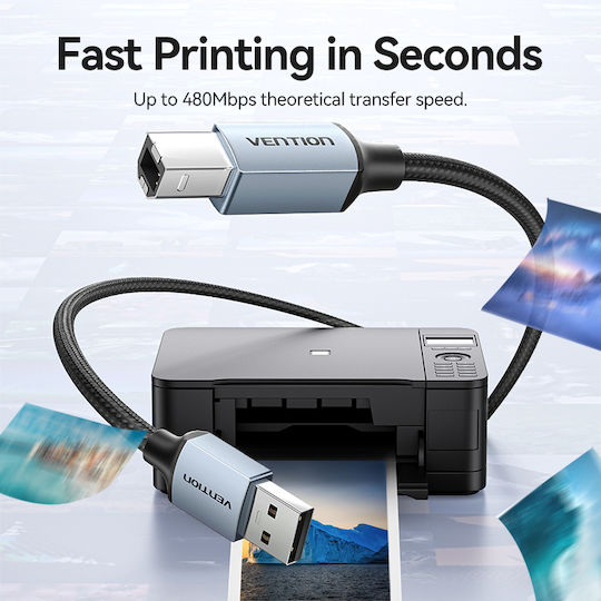 Vention USB 2.0 Cable USB-A Male - USB-B Male Silver 10m CTTHL