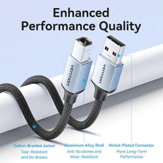 Vention USB 2.0 Cable USB-A Male - USB-B Male Silver 10m CTTHL