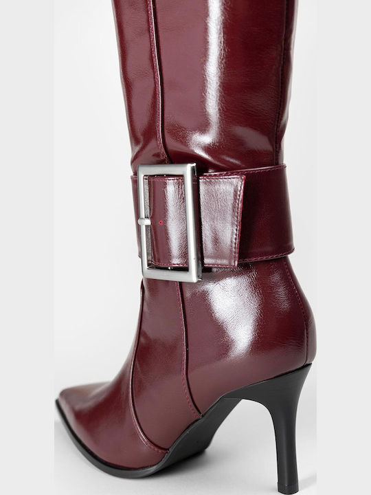 Damenstiefel mit Hochabsatz Burgundisch
