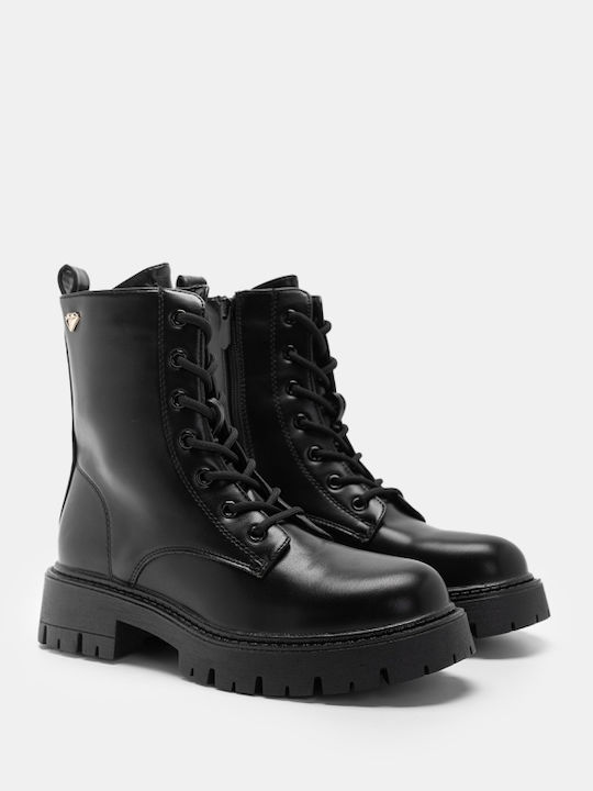 Damen Kampfstiefel Schwarz