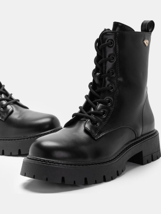 Damen Kampfstiefel Schwarz