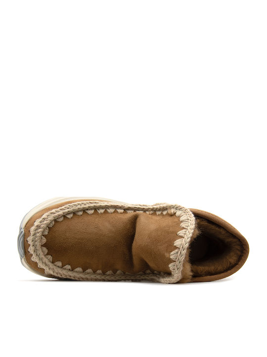 Eskimo Wildleder Stiefeletten Damen mit Plattform Tabac