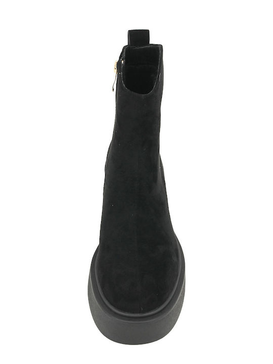 Theres Suede Women's Ankle Boots with Mid Heel Black