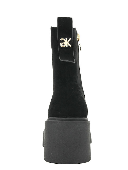 Theres Suede Women's Ankle Boots with Mid Heel Black