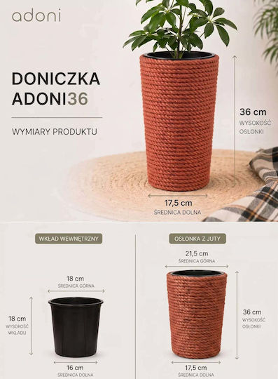 Adoni Kunststoff Blumentopf Rot 36x36cm