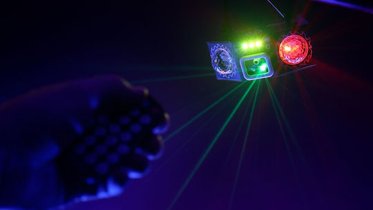 Light4me Парти Светлина 4 Осветление Мулти-ефект 4-в-1 LED Парти Светлина Червен Лазерен Зелен Лазерен Двоен R G B Магическа Топка Ефект RGBW Строб Ефект Безжично Дистанционно Управление Монтажна Скоба