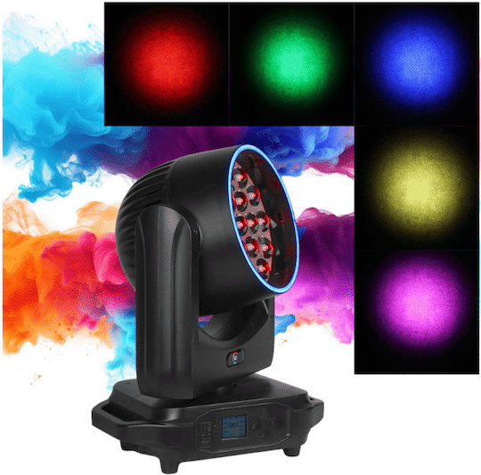 Light4me Sky Wash 19x15w RGBW Роботска Глава Сценично Фото Осветление Пръстен Ефект 19x15w RGBW LED + 60x0.3w RGB SMD LED Omega Монтажна Скоба