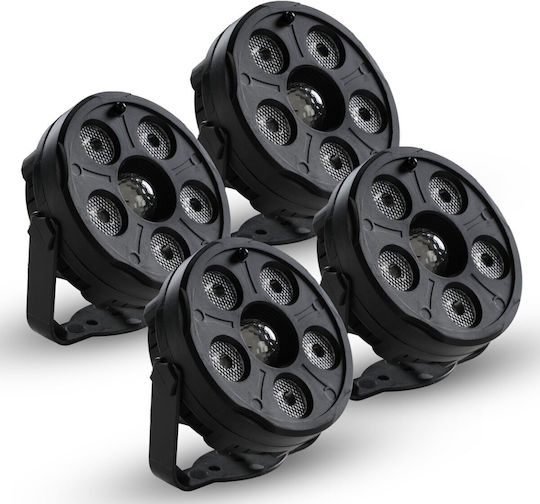 Light4me 4par Комплект Ir 4-Светлинен Rgb Led Par Комплект Парти Dj Осветление Безжично Дистанционно Управление Монтажни Скоби Ac Захранване