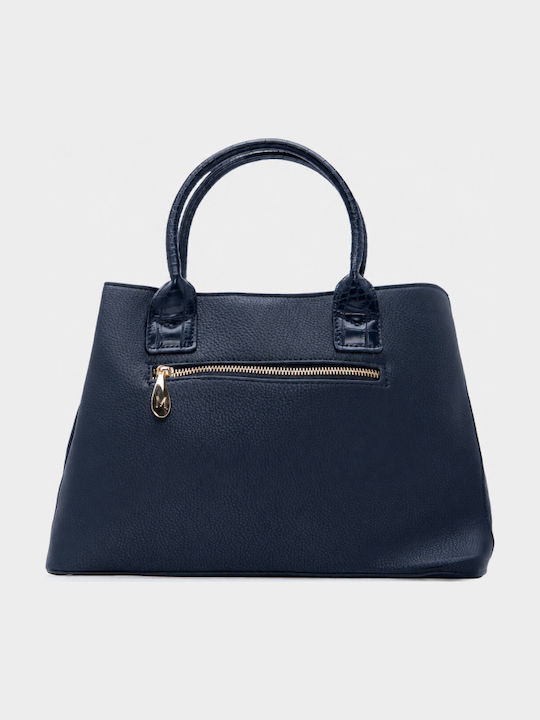 Fabric Women's Handbag Crossbody Croco Navy Blue