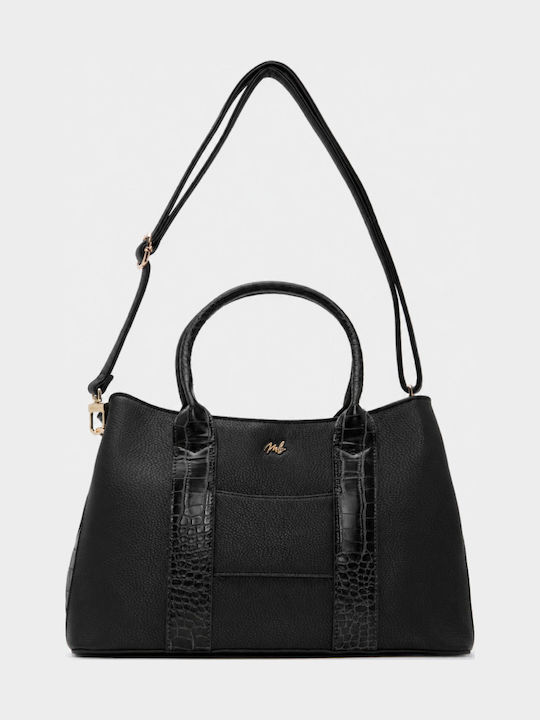 Fabric Women's Handbag Crossbody Croco Black