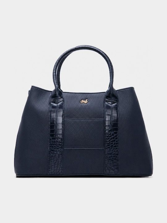Fabric Women's Handbag Crossbody Croco Navy Blue