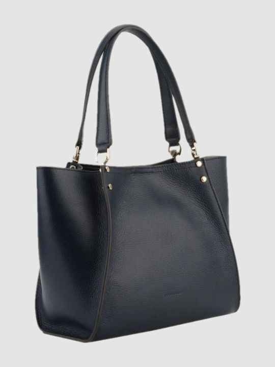 Leder Damen Tote Tasche Blau