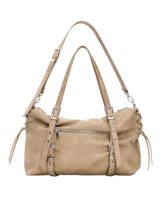 Set Geantă Shopper Dama Tricotată Bej