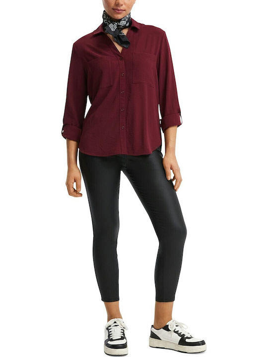 Long Sleeve Women's Shirt Burgundy