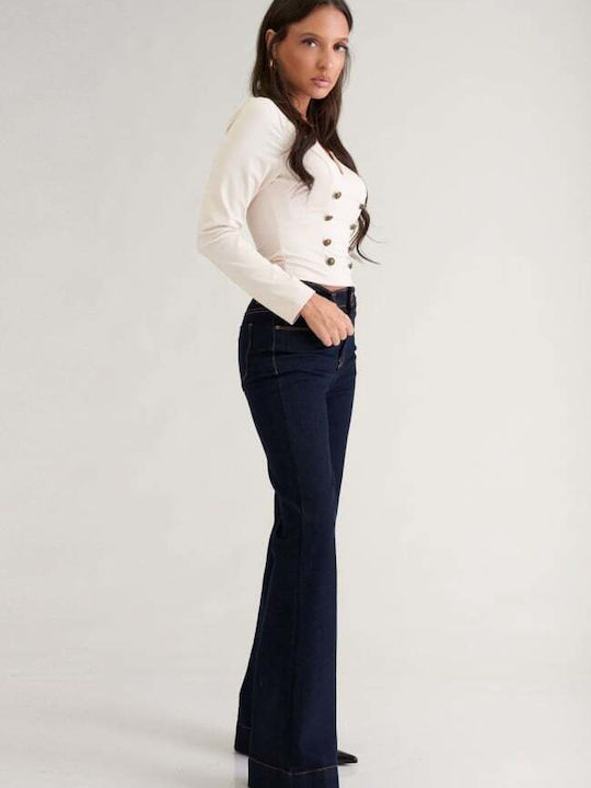 Damen Jeans Hosen Mit Rissen Beinin Stil Ausgestellt