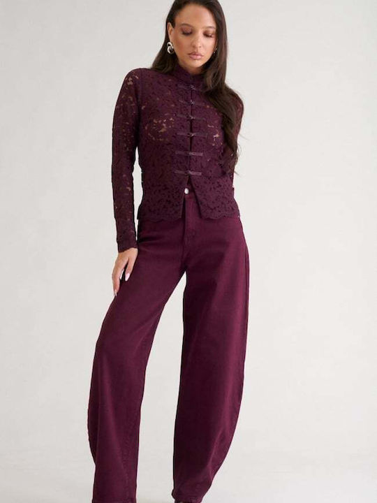 Women's Jean Pants Burgundy