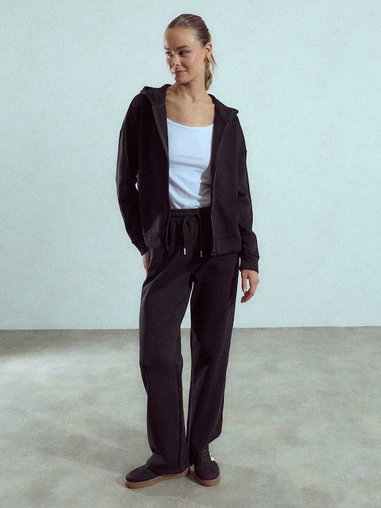 Celestino Women's Sweatpants Fleece Lining Black