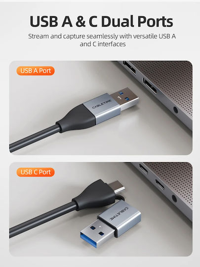Cabletime Videoaufnahme Ct-achc3-ag Hdmi Usb & Usb-c 4k/30hz Grau Verschiedenes TV- und Videozubehör